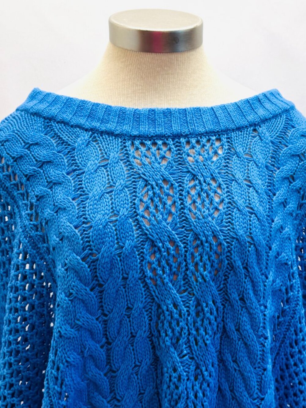 NWT SONOMA Women Long Sleeve Pullover Blue Oversized Knit Sweater Size XXL - Picture 2 of 8